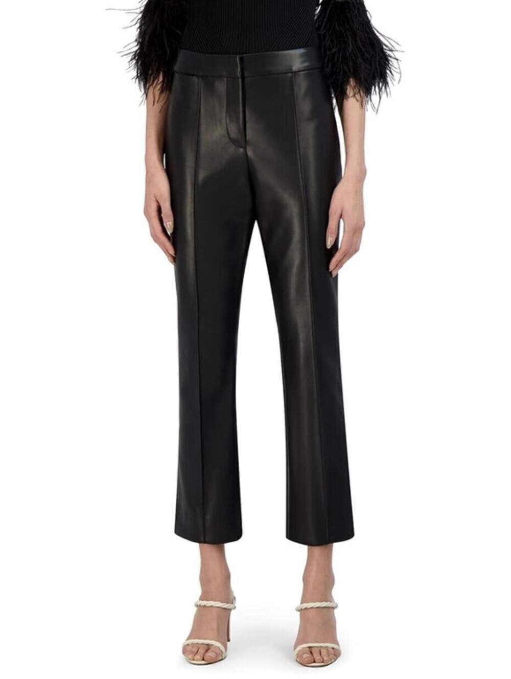 BCBGMAXAZRIA Women's Cropped Flare Leg Faux Leather Pants Retail Size 2